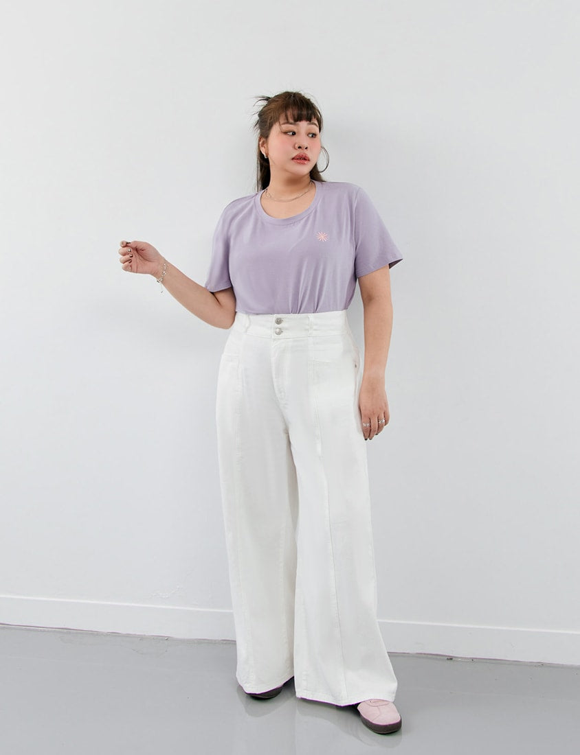 Apple-Shaped Friendly! Perfect Fit Twill Cotton Plus Size Wide Pants