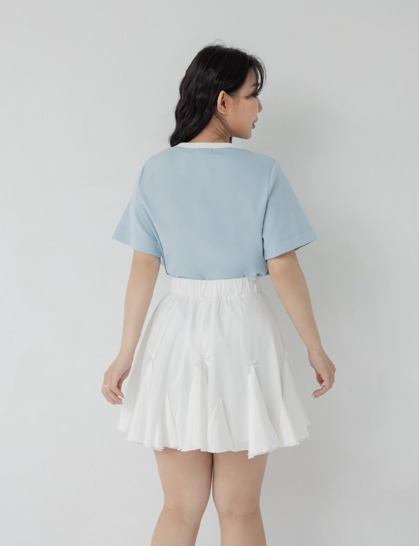 Contrast Fuzzy Embroidery Plus Size Crewneck Tee