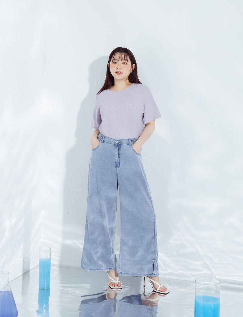 Basic Crinkle Plus Size Crewneck Top