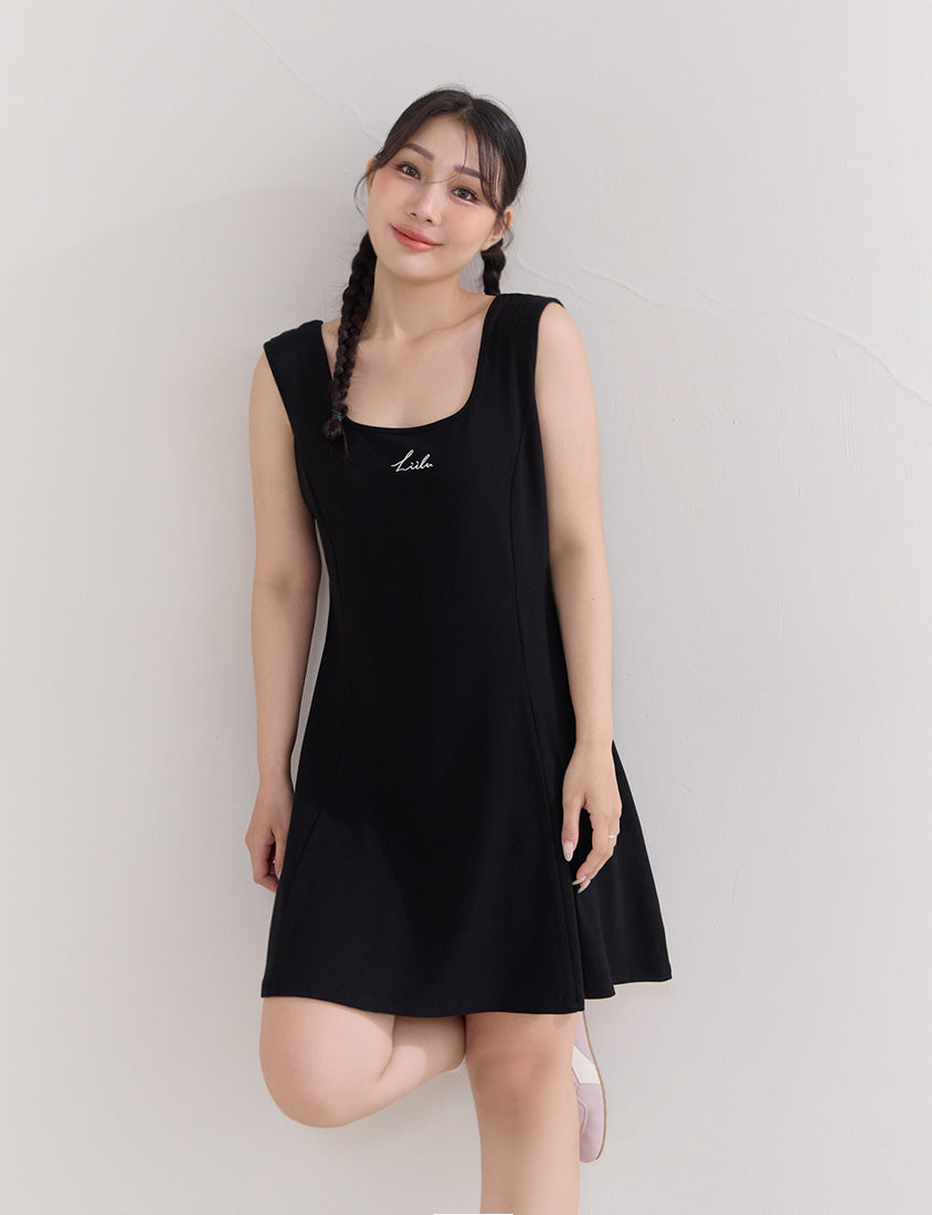 Embroidered Elastic Waist Plus Size Mini Dress