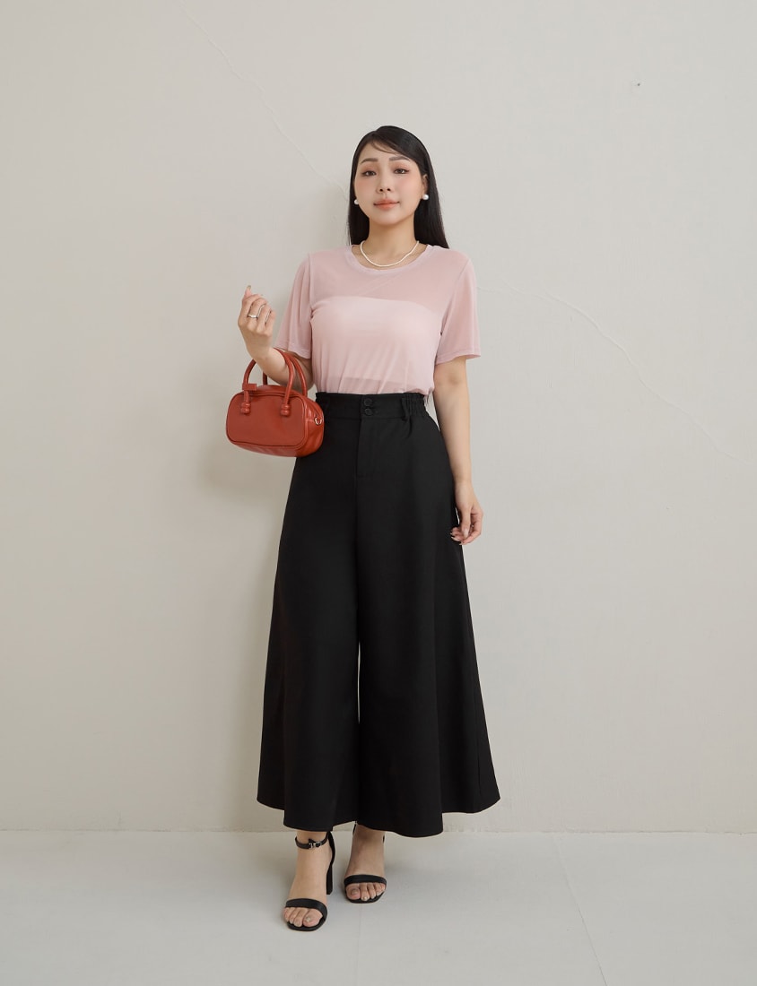 MISS. Casual Sheer Crewneck Plus Size Top
