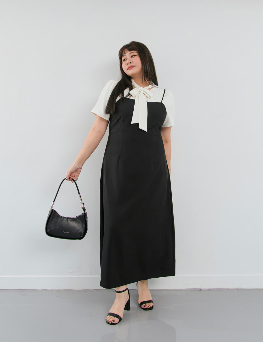 MISS. Korean Style Adjustable Strap Back Slit Plus Size Maxi Dress