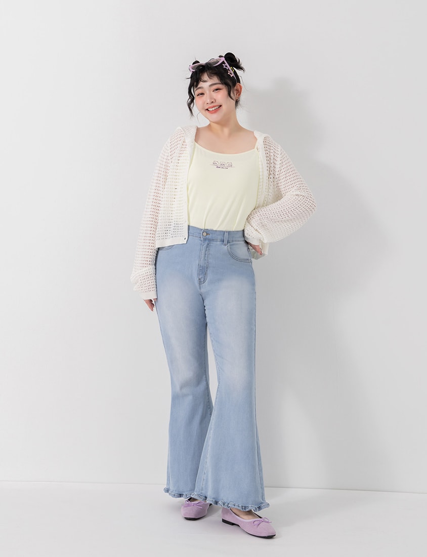 Ice Silk Button-Up Hooded Plus Size Knit Cardigan