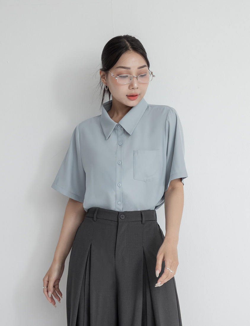 MISS. Silky Cool Classic Morandi Plus Size Shirt