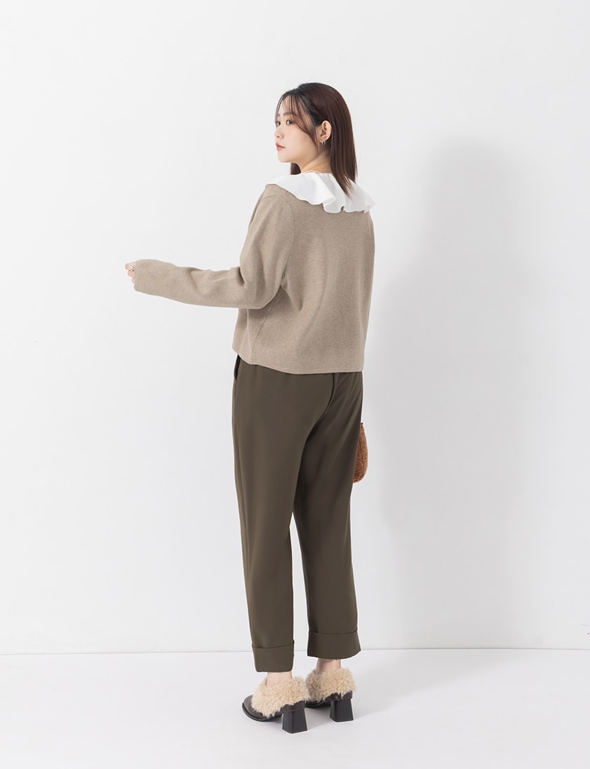 MISS. Boyfriend Style Cropped Cuffed Plus Size Tailored Pants