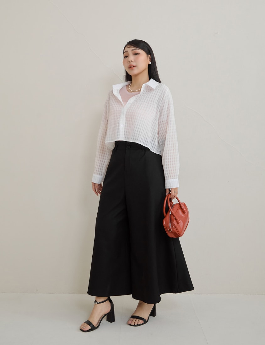 MISS. Casual Sheer Crewneck Plus Size Top