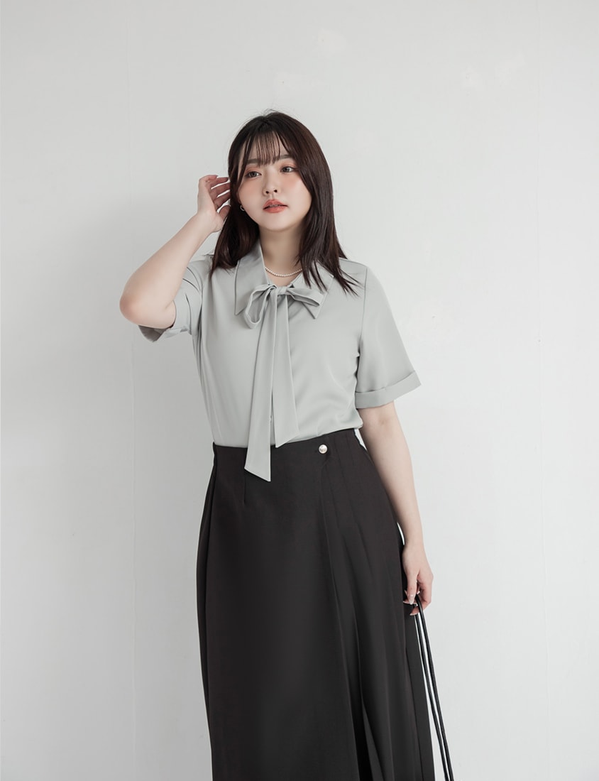 MISS. Asymmetric Pleated A-Line Plus Size Tailored Skirt