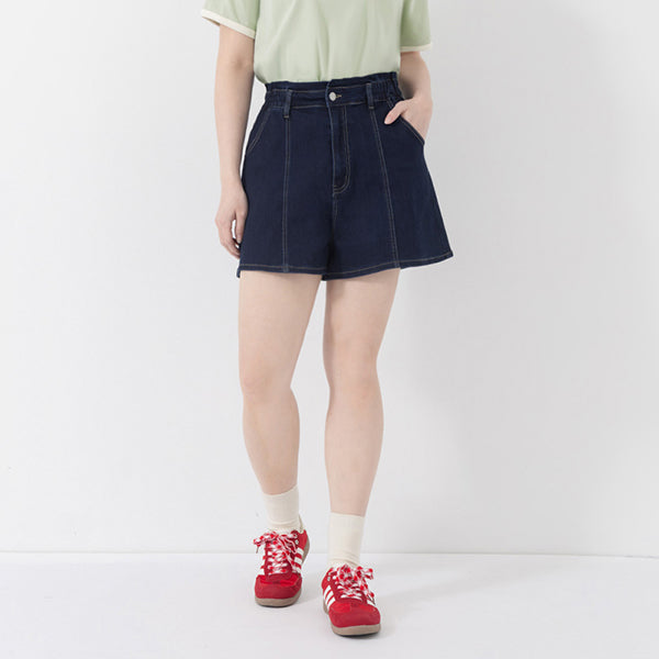 Playful Bubble Hem Stitch Plus Size Denim Shorts