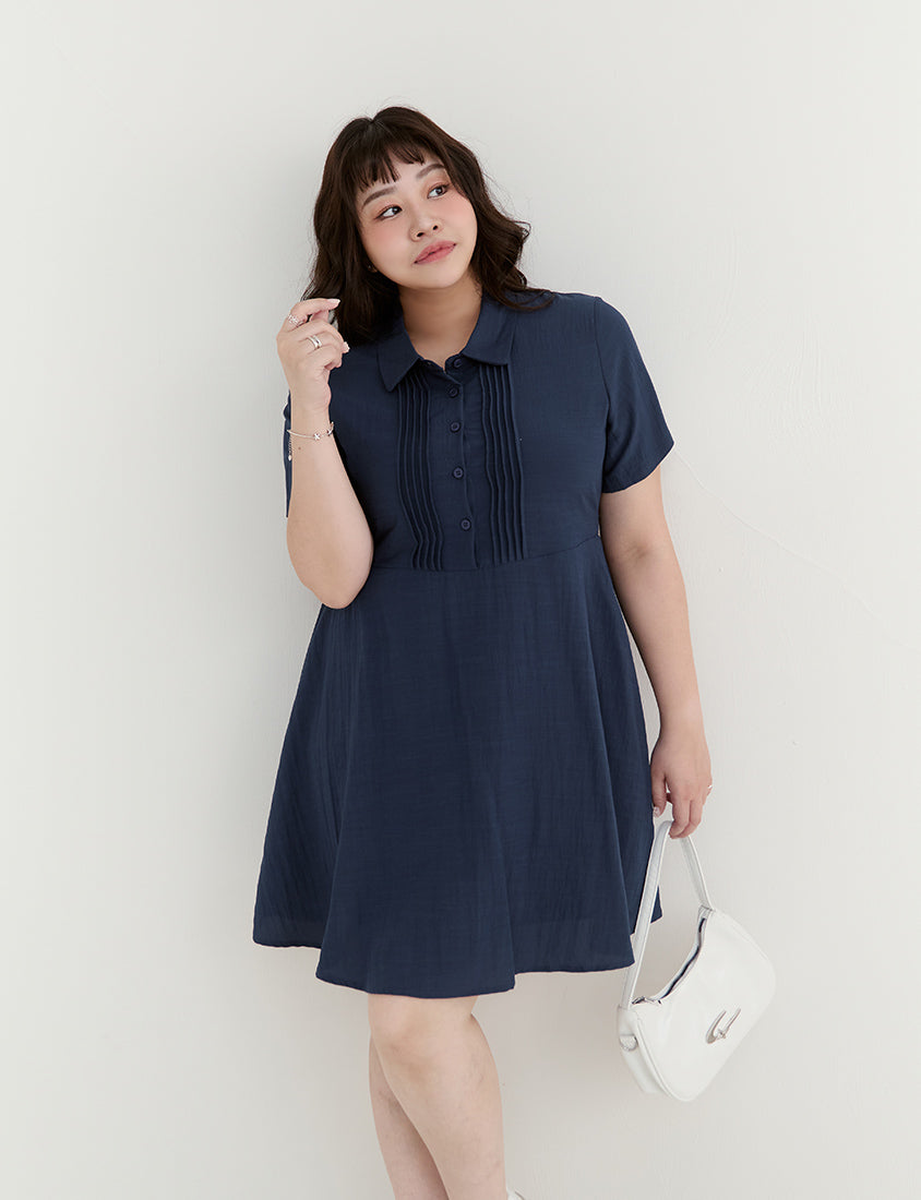 Casual Skin-Friendly Pleated Plus Size Mini Dress