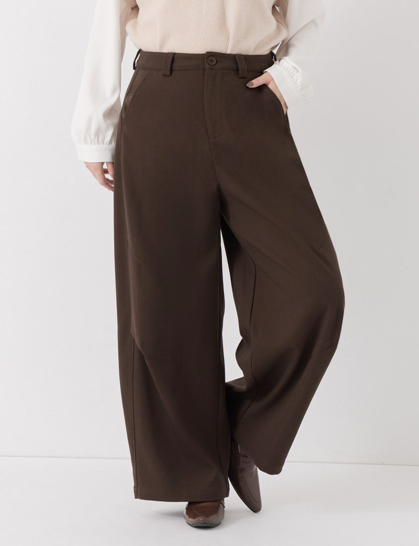 Elastic-Back Curved-Leg Plus Size Trousers