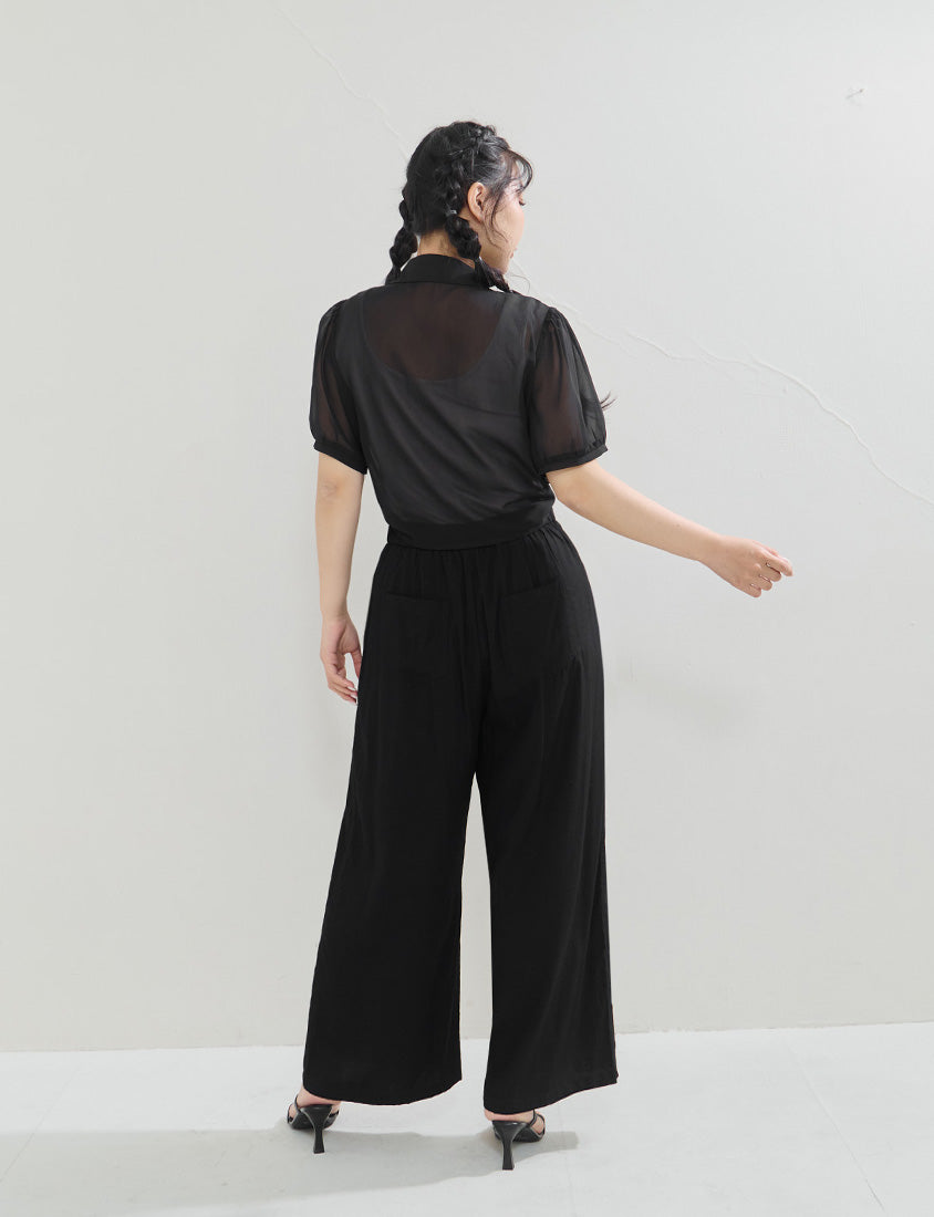 Sheer Tie-Front Collar Plus Size Cardigan