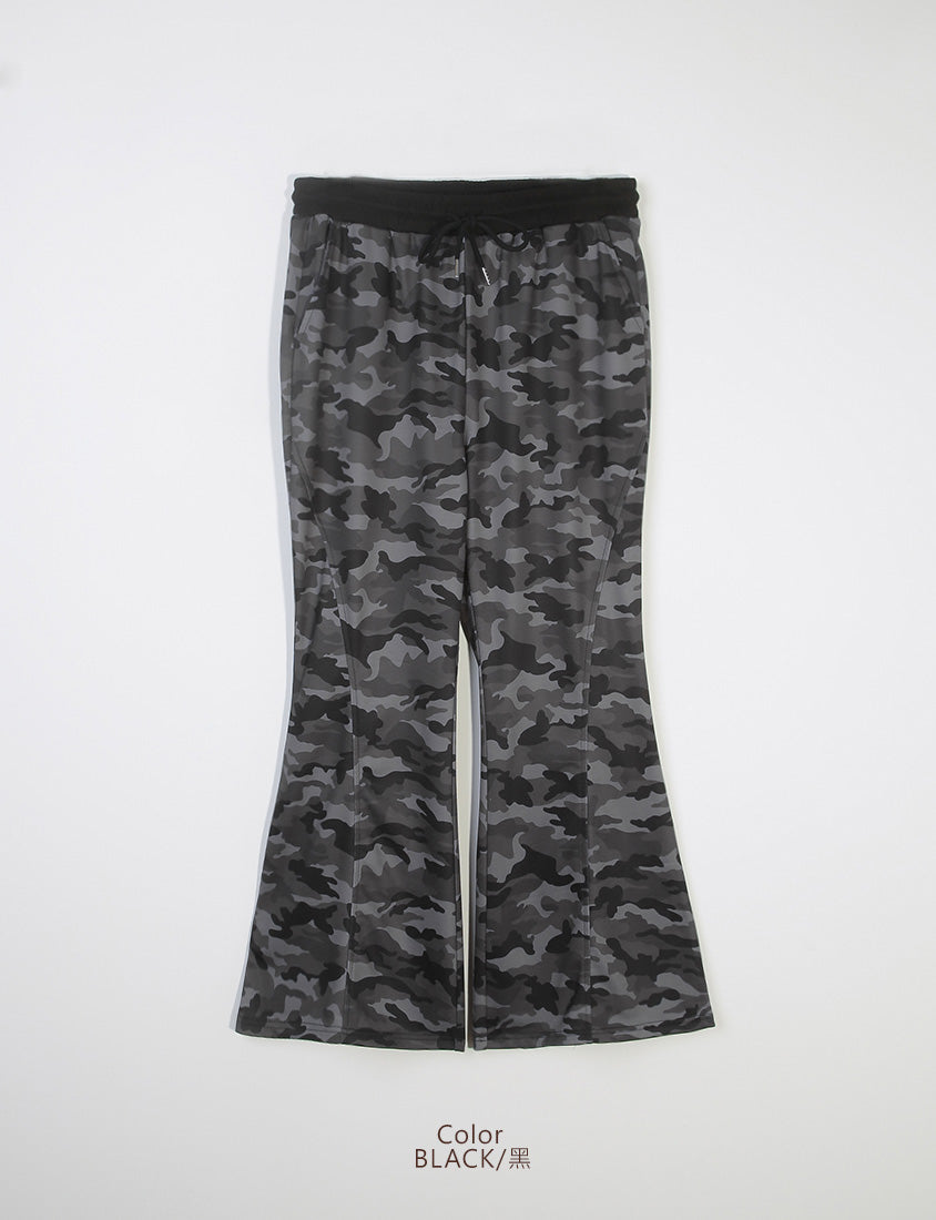 MUA! Cool Camo Drawstring Stitch Plus Size Flare Pants