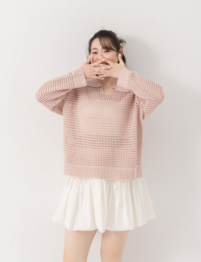 Anti-Pilling Cutout Hollow Collar Plus Size Knit Top