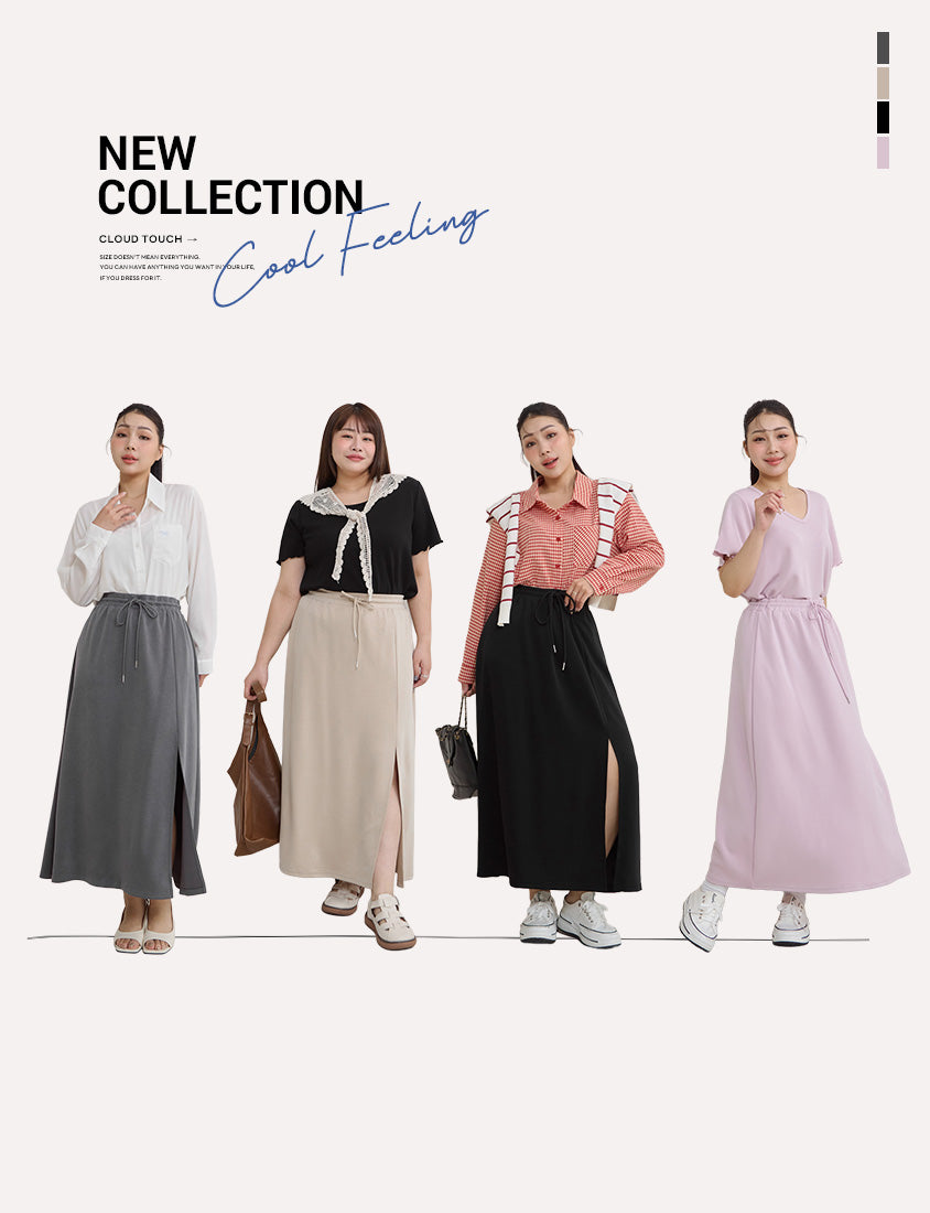 Instant Cool Cloud Cotton Slit A-Line Plus Size Skirt
