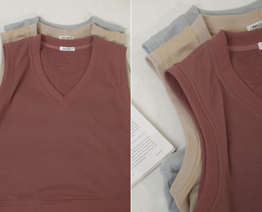 Sweet Versatile V-Neck Cotton Side Slit Plus Size Vest