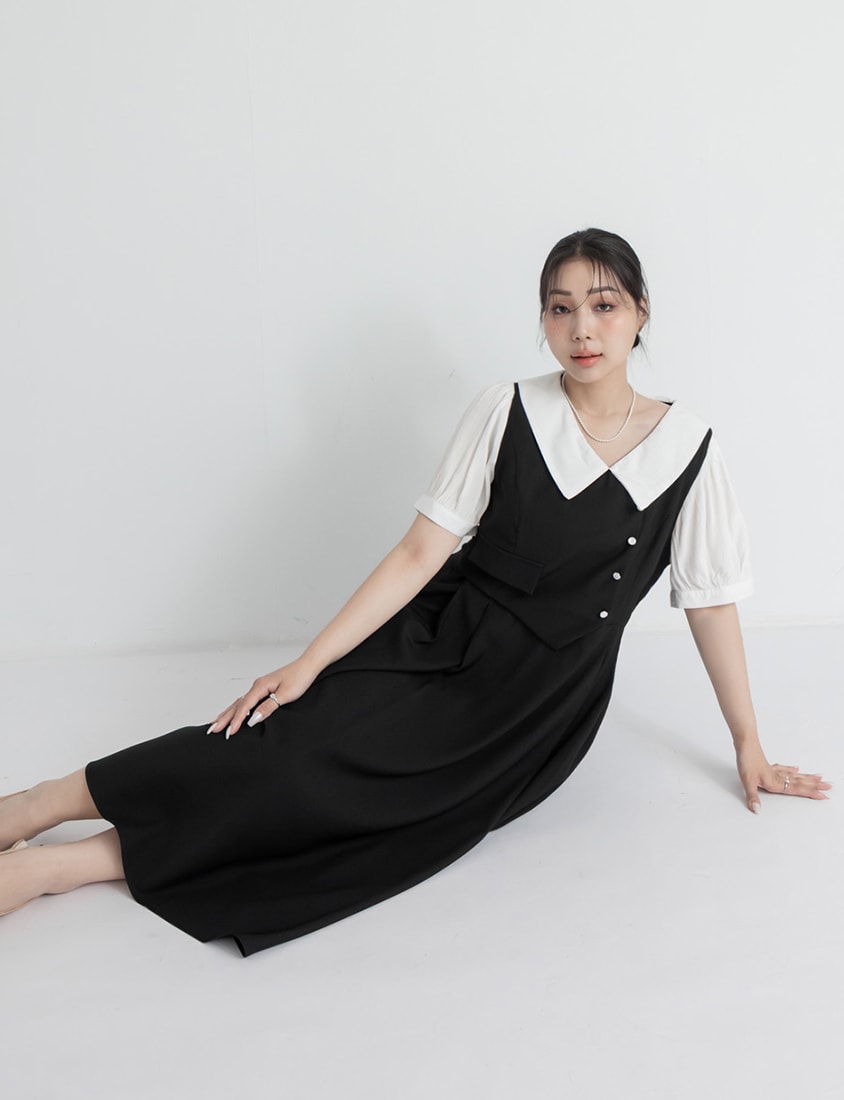 MISS. Faux Two-Piece Tailored Plus Size Maxi Dress