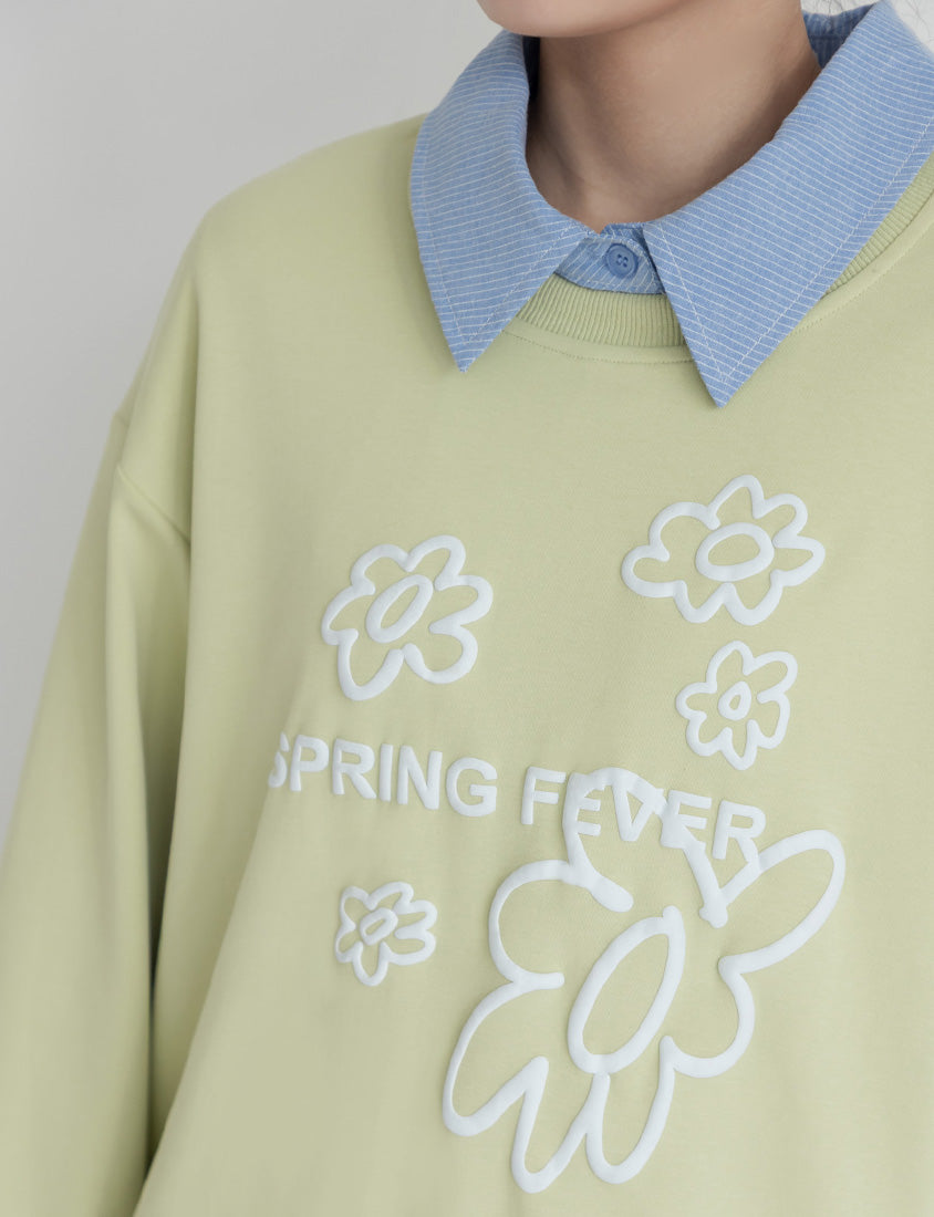 Sweet 3D Floral Plus Size Long Sleeve Sweatshirt