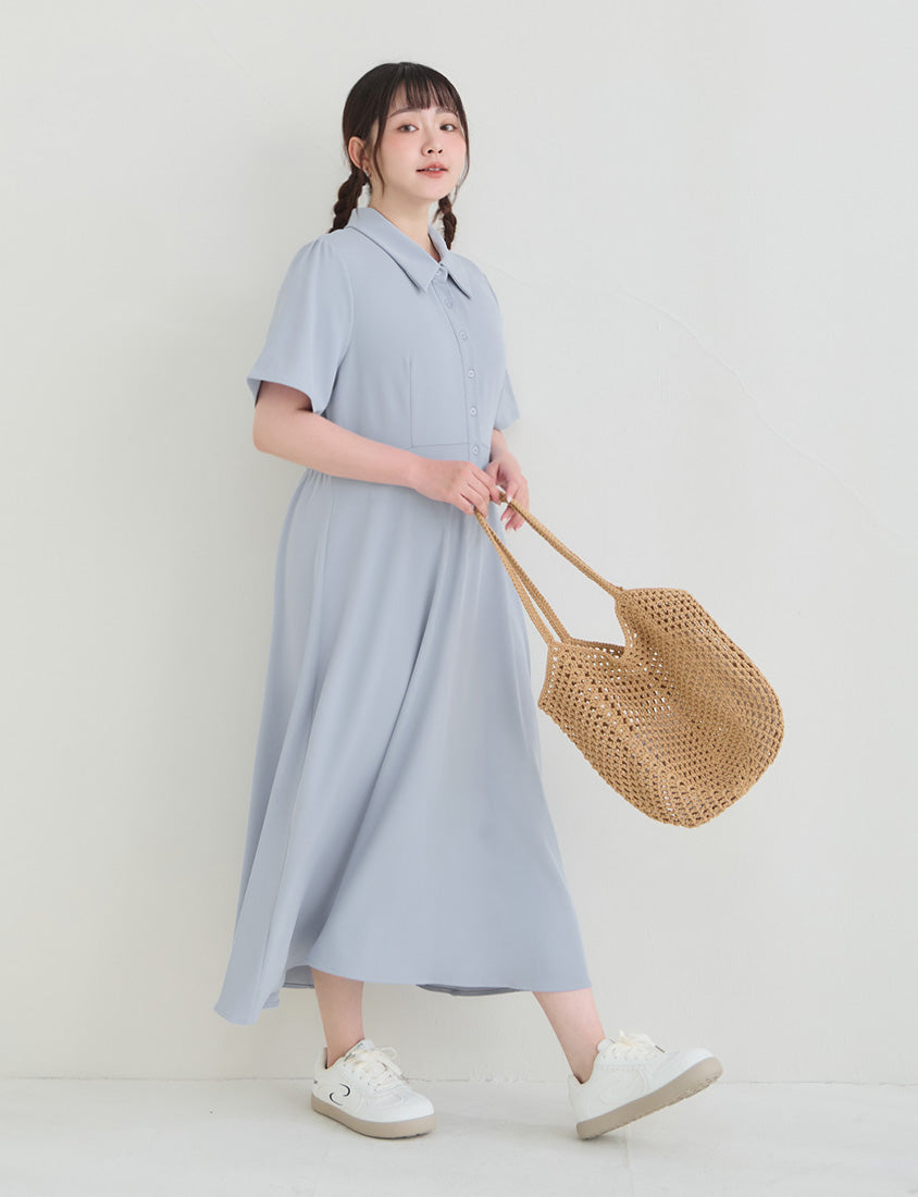 Silky Cool Slim Fit Plus Size Shirt Dress