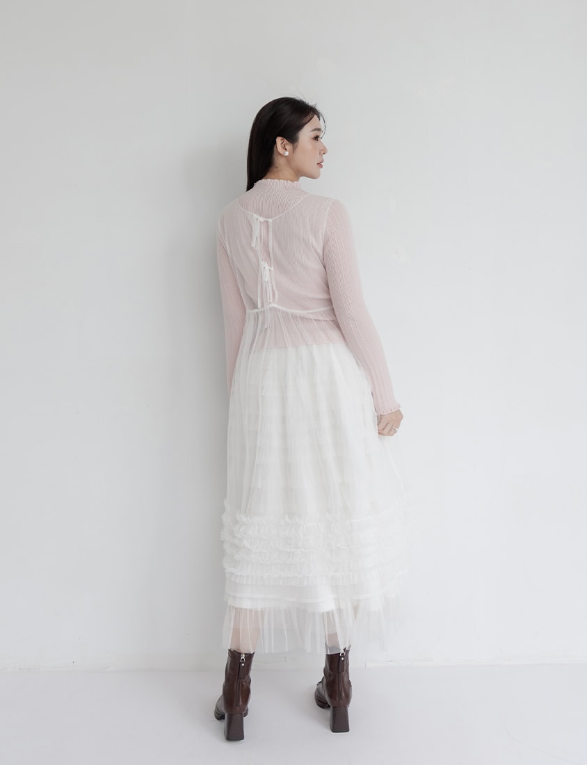 MISS. Layered Tulle Tie Sheer Plus Size Vest
