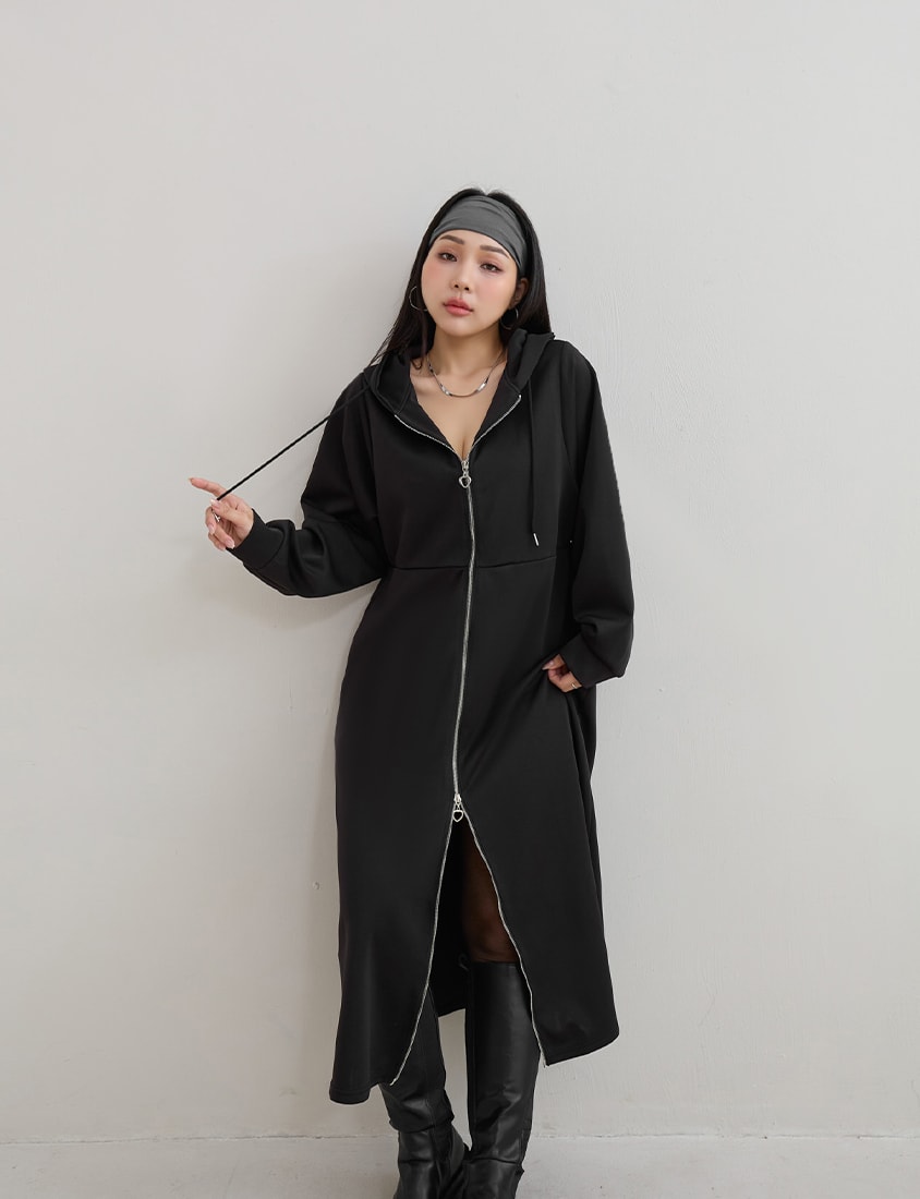 MUA! Heart Double-Zip Plus Size Hooded Maxi Dress