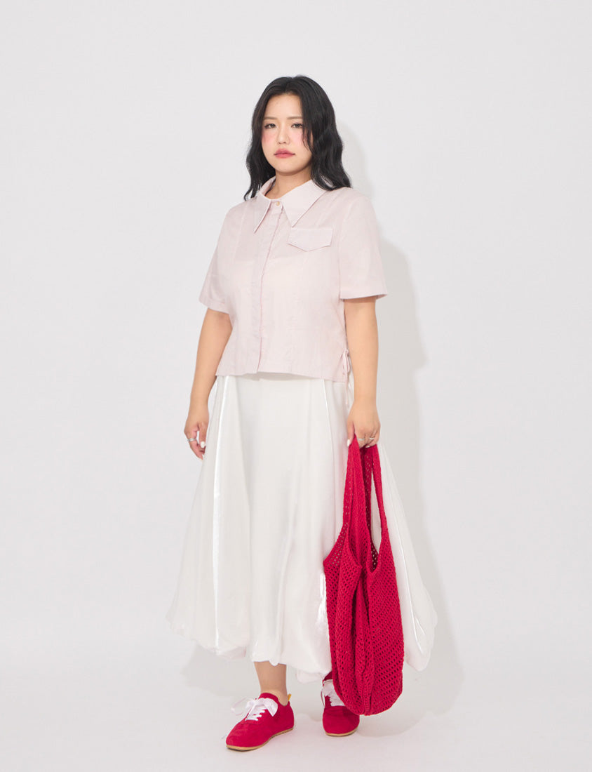 MORE U Airy Glossy Plus Size Bubble Skirt