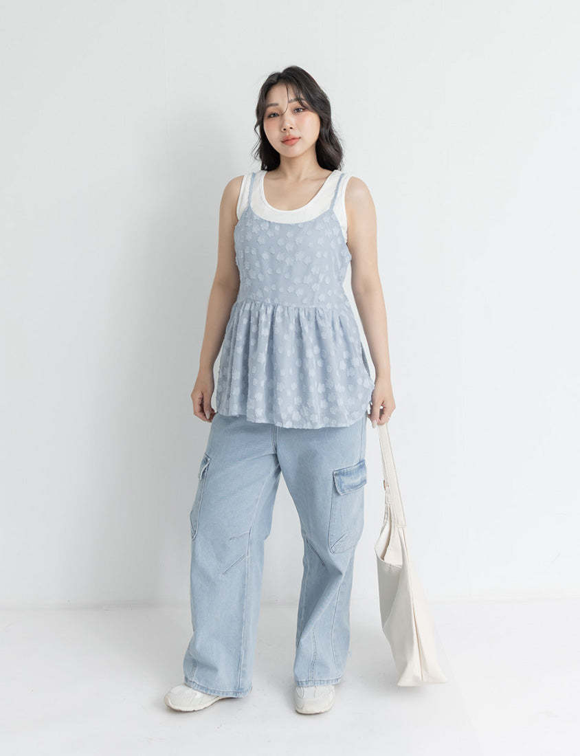 Japanese Floral Jacquard Strap Plus Size Cami Vest