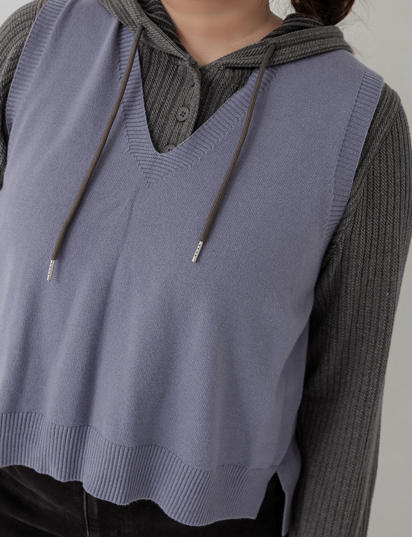 Layer Essential V-Neck Back Tie Plus Size Knit Vest