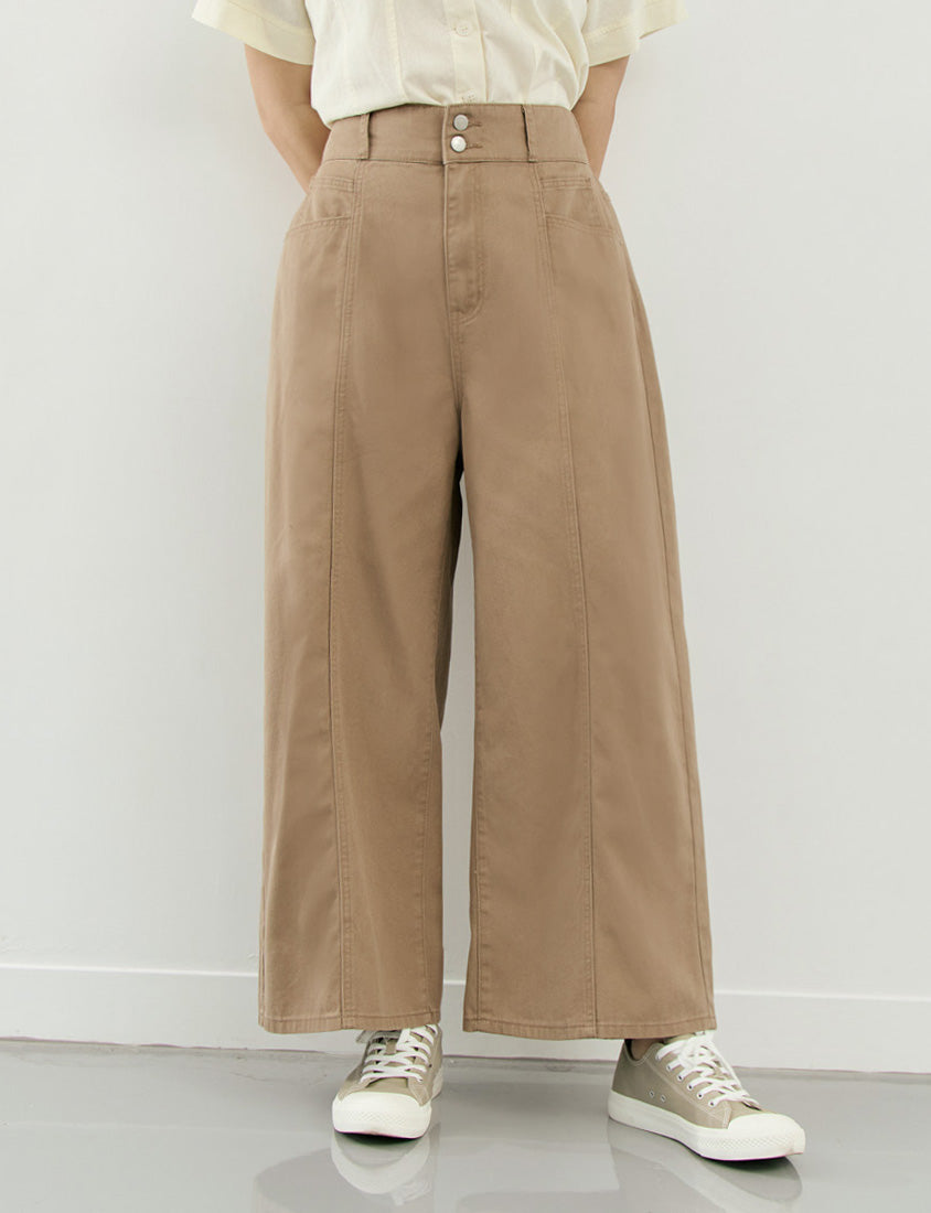 Standard Perfect Fit Twill Cotton Plus Size Wide Pants