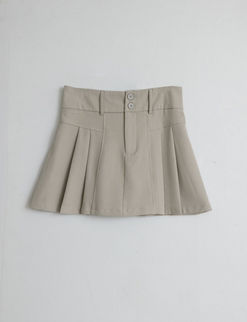 MISS. High Waist Tummy Flattering Pleated Tailored Plus Size Mini Skirt