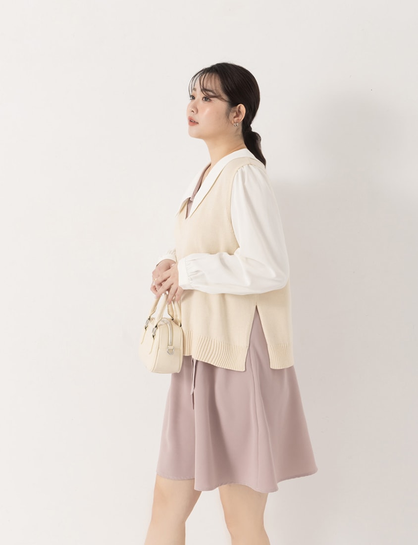 MISS. Soft Tencel Silky Wool Plus Size Knit Vest