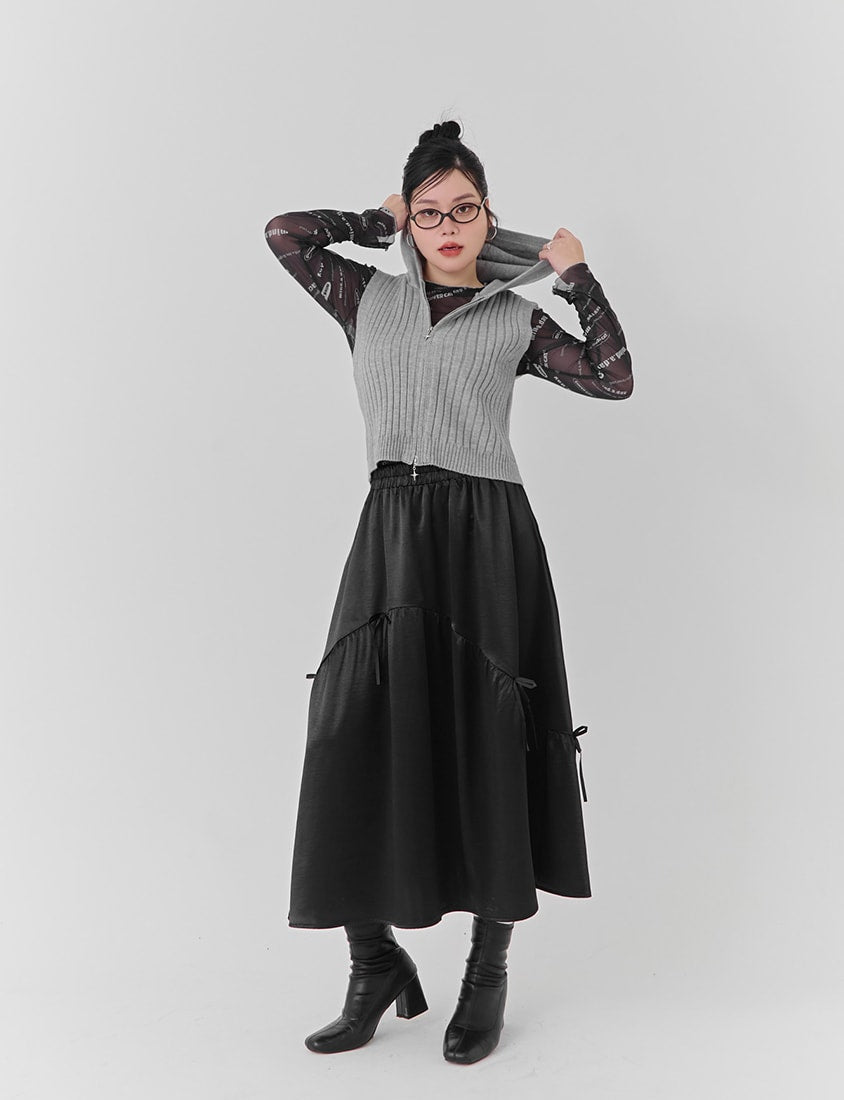Double-Zip Hooded Plus Size Knit Vest