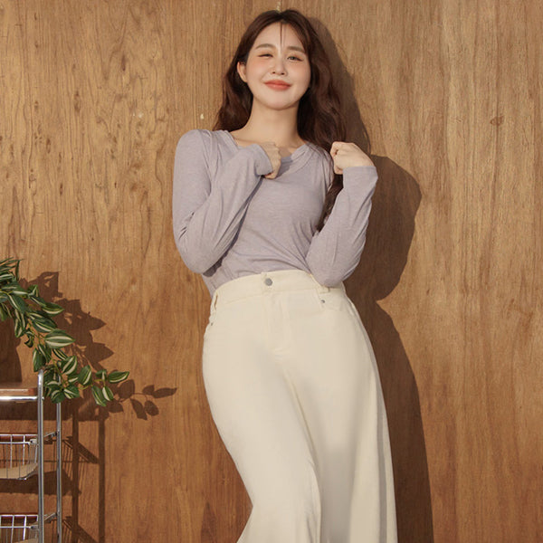 Soft Tencel Wool Plus Size Two-Piece Top (With Inner Top)