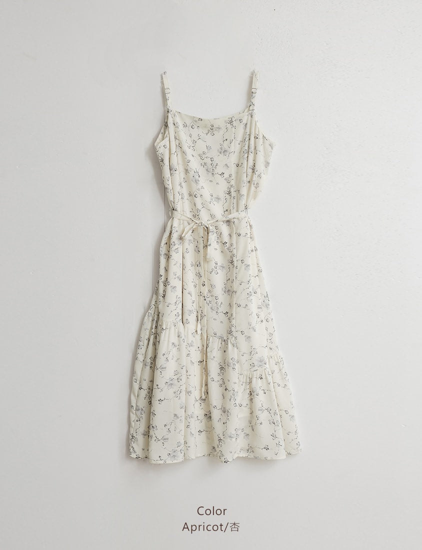 Elegant Floral Cami Strap Plus Size Maxi Dress (With Belt)
