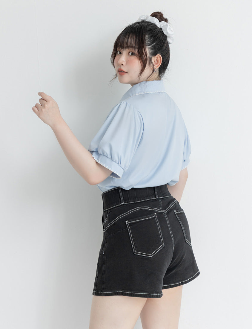 Slimming High Waist A-Line Plus Size Denim Shorts