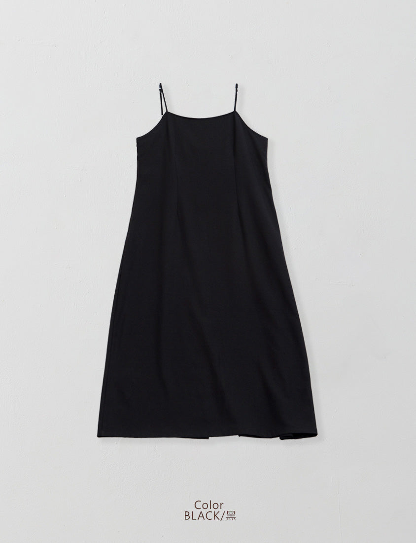 MISS. Korean Style Adjustable Strap Back Slit Plus Size Maxi Dress