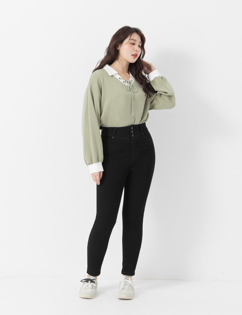 Crowds' Favorite Slimming Plus Size Wool-Fleece Black Jeans
