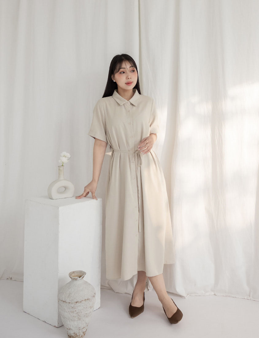 MISS. Minimal Shirt Plus Size Maxi Dress (With Belt)
