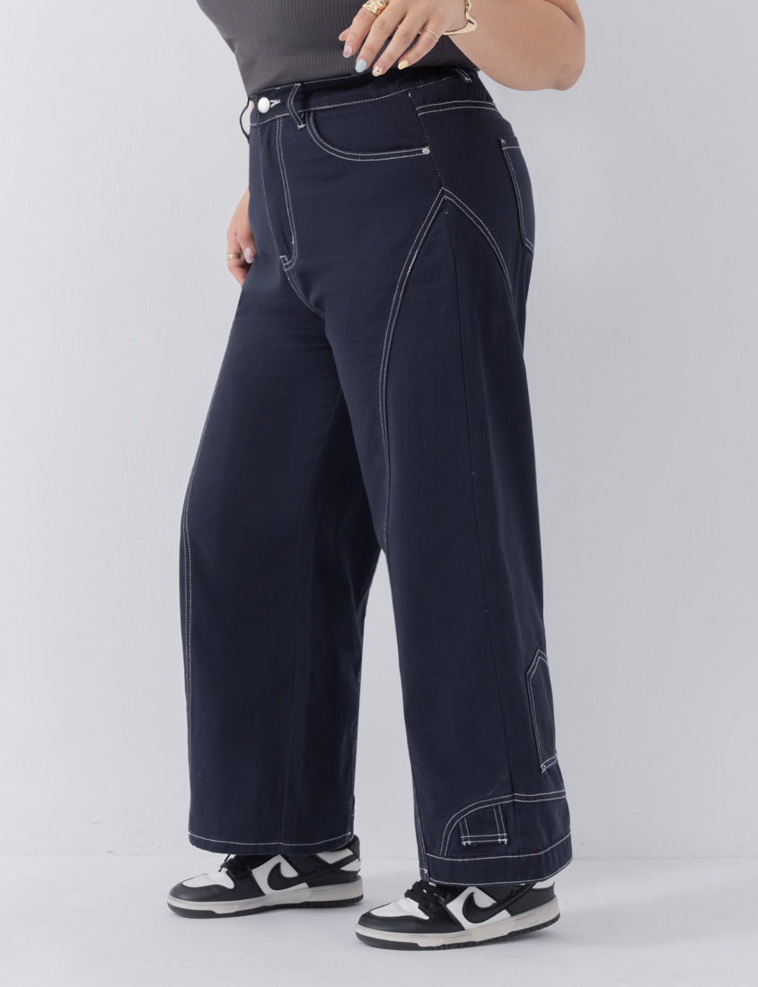 MUA! Inverted Seam Plus Size Straight-Leg Wide Pants