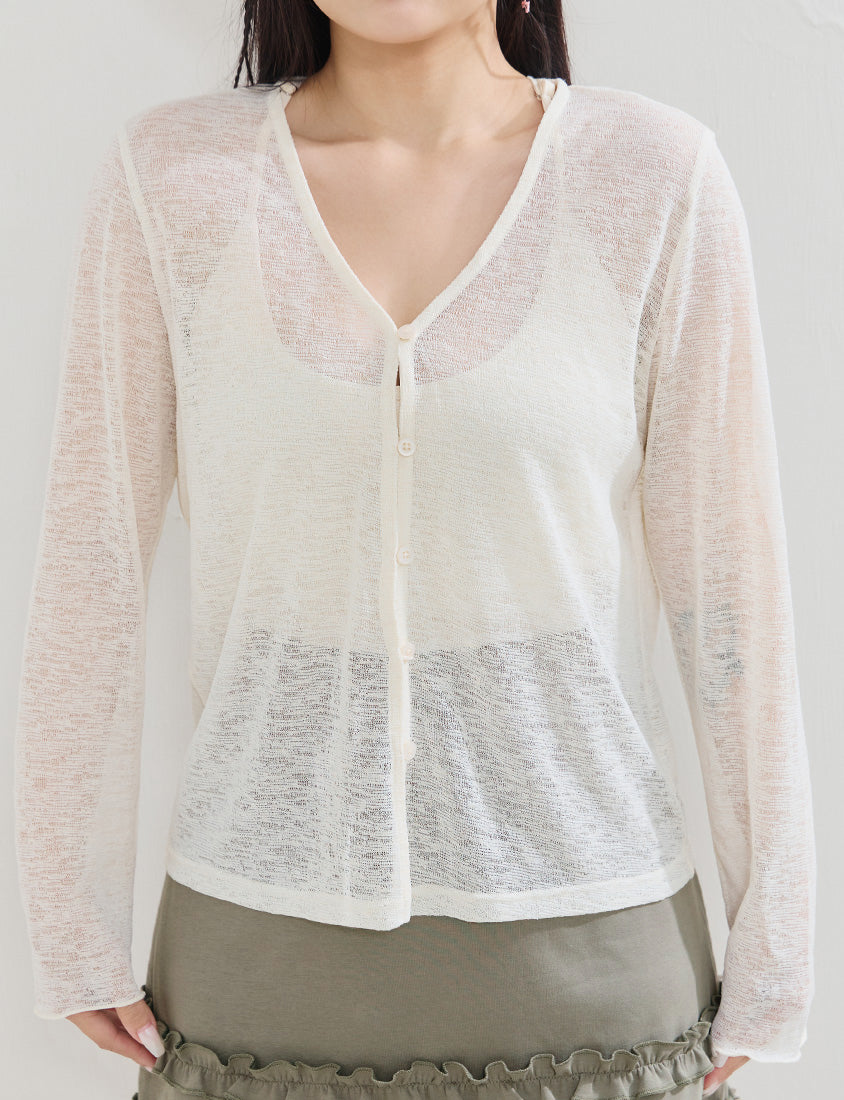 MUA! Textured Sheer Knit Plus Size Cardigan
