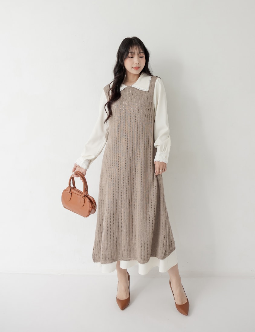 MISS. 2-Way Convertible Hollow Plus Size Long Knit Vest