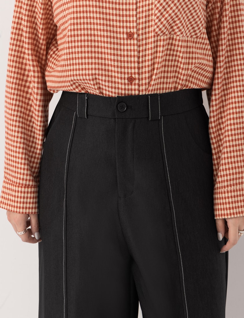 MISS. Slim Fit Colorblock Topstitched Plus Size Tailored Pants