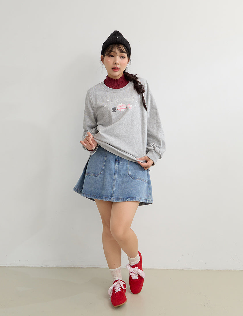 Winter Heart Print Plus Size Sweatshirt (Little Heart Collab)