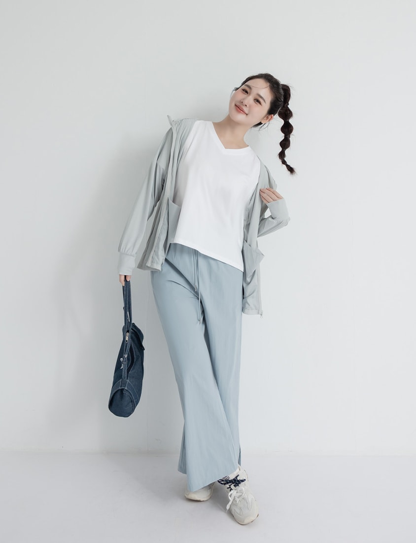 Instant Icy Cooling Sun Protection Slit Plus Size Wide-Leg Pants