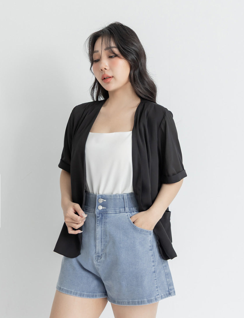 Slimming High Waist A-Line Plus Size Denim Shorts