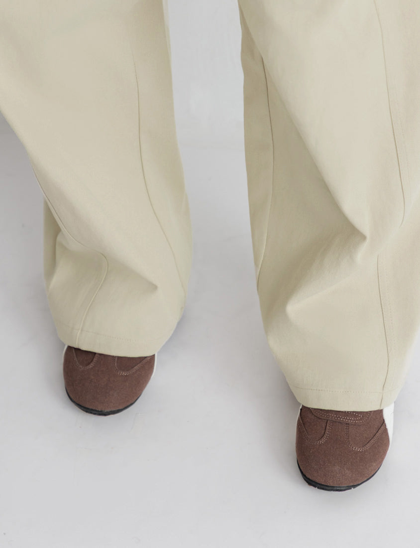 Versatile Twill Back Elastic Plus Size Straight Leg Pants (With Belt)
