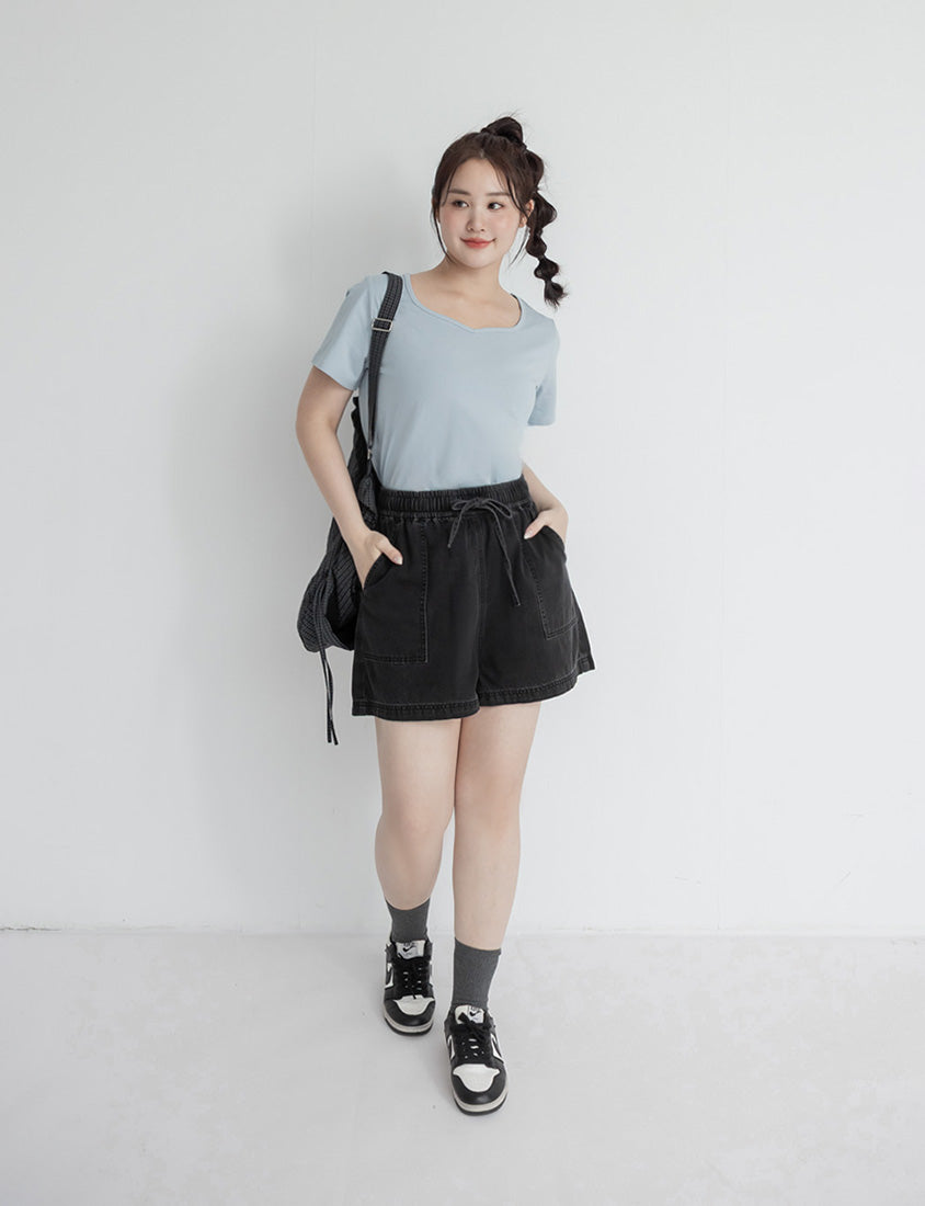 Cooling Soft Drawstring Plus Size Denim Shorts