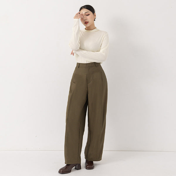 MUA! Topstitched Design Elastic Back Plus Size Tapered Pants
