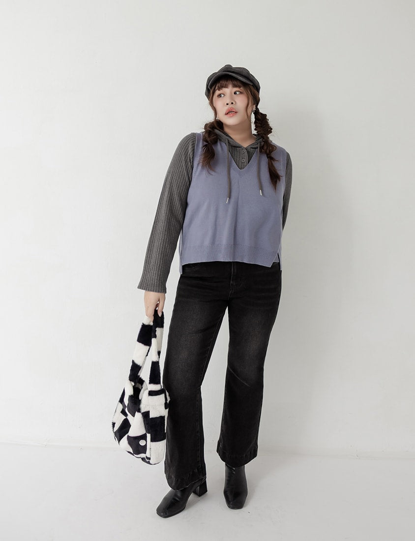Layer Essential V-Neck Back Tie Plus Size Knit Vest