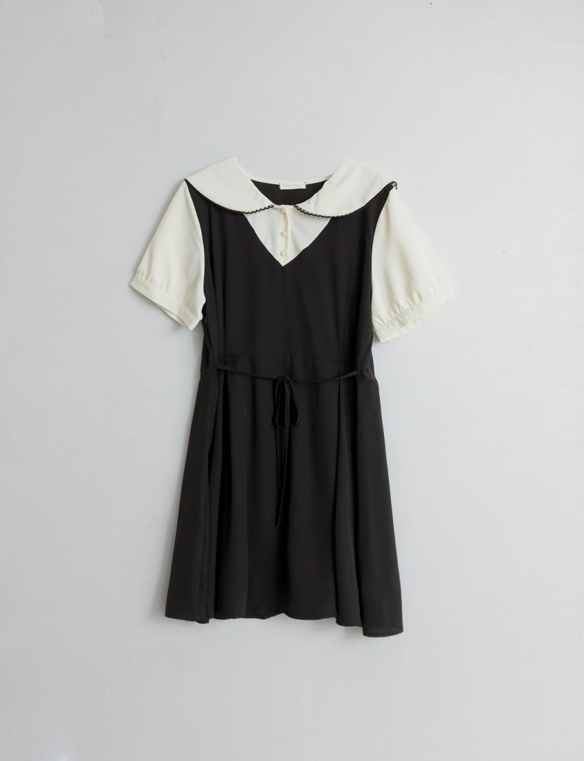 MISS. Preppy Faux Two Piece Collar Plus Size Mini Dress
