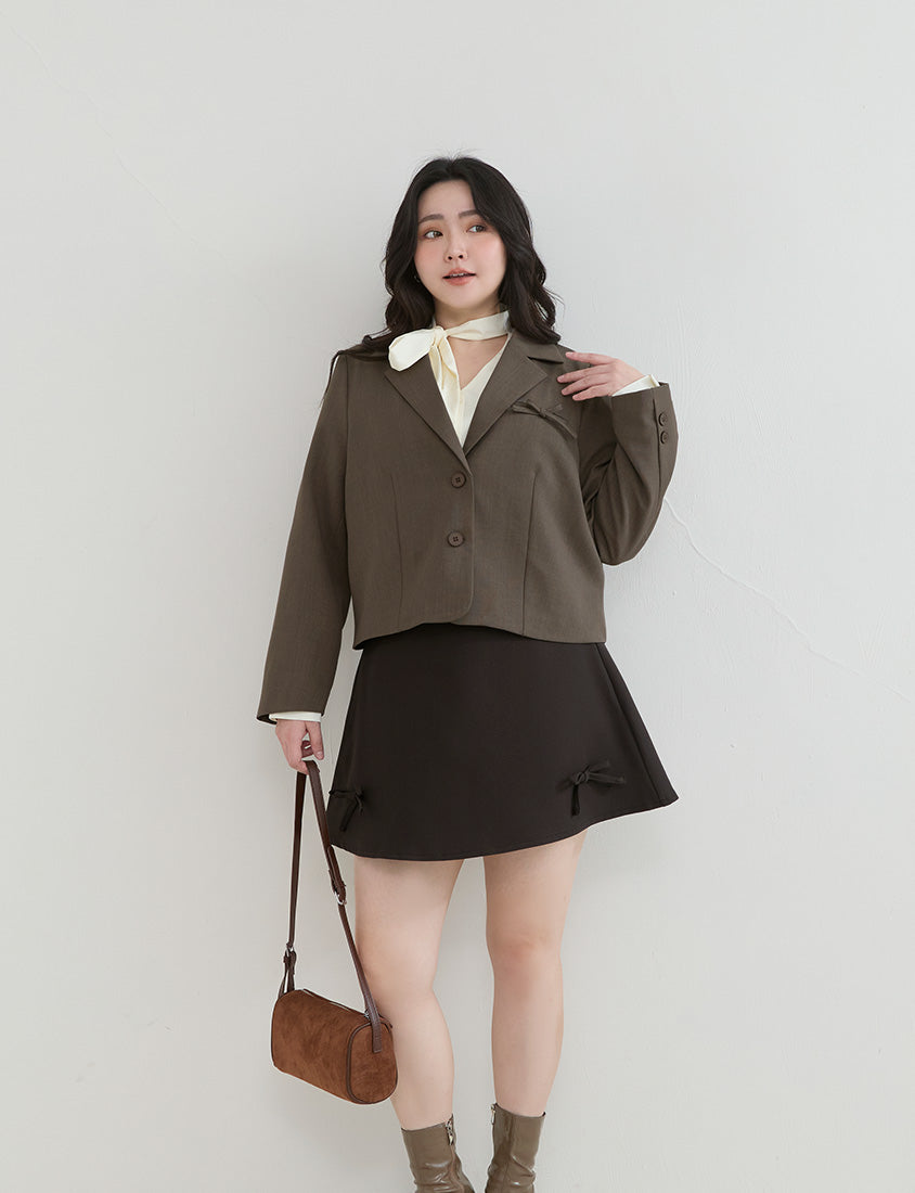 Korean Style Preppy Cropped Plus Size Blazer